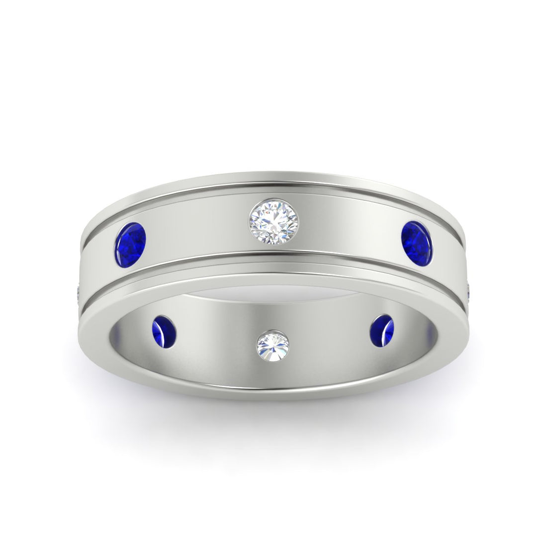 mens-bezel-set-diamond-eternity-engagement-ring-with-blue-sapphire-in-white-gold-fdm10342rogsablangle5-nl-wg