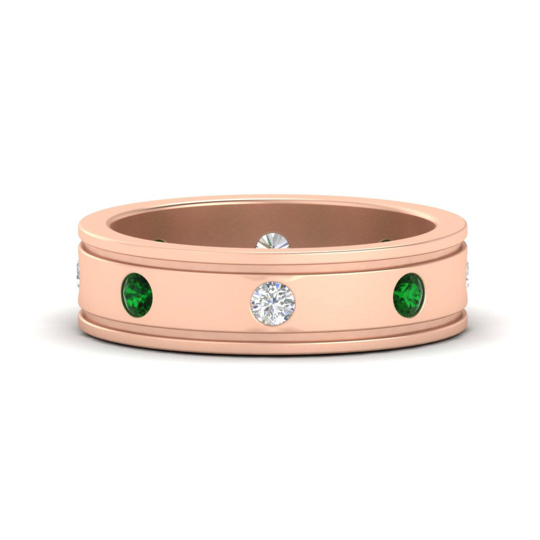 mens-bezel-set-diamond-eternity-engagement-ring-with-emerald-in-rose-gold-fdm10342rogemgr-nl-rg