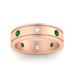 Load image into Gallery viewer, mens-bezel-set-diamond-eternity-engagement-ring-with-emerald-in-rose-gold-fdm10342rogemgrangle5-nl-rg