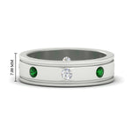Load image into Gallery viewer, mens-bezel-set-diamond-eternity-engagement-ring-with-emerald-in-white-gold-fdm10342rogemgr-nl-wg-hw