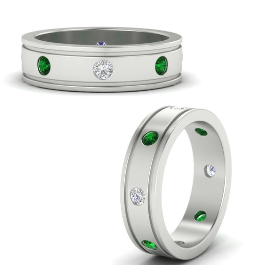 mens-bezel-set-diamond-eternity-engagement-ring-with-emerald-in-white-gold-fdm10342rogemgrangle3-nl-wg.jpg
