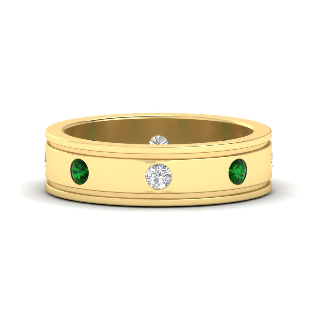 mens-bezel-set-diamond-eternity-engagement-ring-with-emerald-in-yellow-gold-fdm10342rogemgr-nl-yg