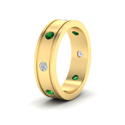 mens-bezel-set-diamond-eternity-engagement-ring-with-emerald-in-yellow-gold-fdm10342rogemgrangle2-nl-yg.jpg