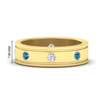 Load image into Gallery viewer, mens-bezel-set-diamond-eternity-engagement-ring-with-ice-blue-topaz-in-yellow-gold-fdm10342rogicblto-nl-yg-hw