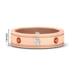 Load image into Gallery viewer, mens-bezel-set-diamond-eternity-engagement-ring-with-orange-sapphire-in-rose-gold-fdm10342rogsaor-nl-rg-hw