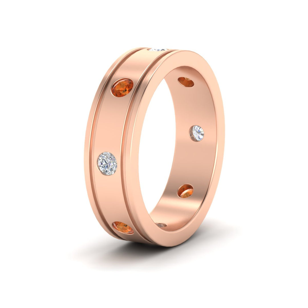 mens-bezel-set-diamond-eternity-engagement-ring-with-orange-sapphire-in-rose-gold-fdm10342rogsaorangle2-nl-rg