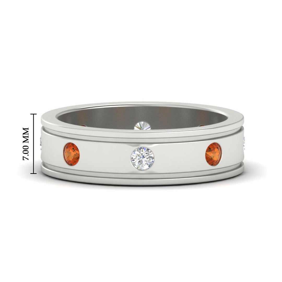 mens-bezel-set-diamond-eternity-engagement-ring-with-orange-sapphire-in-white-gold-fdm10342rogsaor-nl-wg-hw