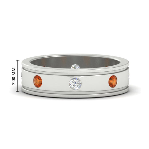 mens-bezel-set-diamond-eternity-engagement-ring-with-orange-sapphire-in-white-gold-fdm10342rogsaor-nl-wg-hw.jpg