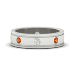 Load image into Gallery viewer, mens-bezel-set-diamond-eternity-engagement-ring-with-orange-sapphire-in-white-gold-fdm10342rogsaor-nl-wg