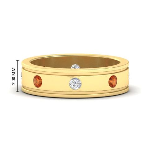 mens-bezel-set-diamond-eternity-engagement-ring-with-orange-sapphire-in-yellow-gold-fdm10342rogsaor-nl-yg-hw.jpg