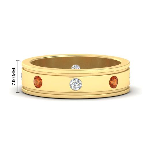 mens-bezel-set-diamond-eternity-engagement-ring-with-orange-sapphire-in-yellow-gold-fdm10342rogsaor-nl-yg-hw.jpg