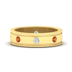 Load image into Gallery viewer, mens-bezel-set-diamond-eternity-engagement-ring-with-orange-sapphire-in-yellow-gold-fdm10342rogsaor-nl-yg