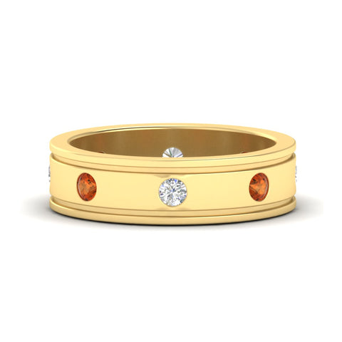 mens-bezel-set-diamond-eternity-engagement-ring-with-orange-sapphire-in-yellow-gold-fdm10342rogsaor-nl-yg.jpg