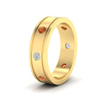 Load image into Gallery viewer, mens-bezel-set-diamond-eternity-engagement-ring-with-orange-sapphire-in-yellow-gold-fdm10342rogsaorangle2-nl-yg