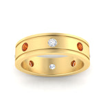 Load image into Gallery viewer, mens-bezel-set-diamond-eternity-engagement-ring-with-orange-sapphire-in-yellow-gold-fdm10342rogsaorangle5-nl-yg