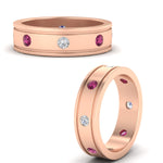 Load image into Gallery viewer, mens-bezel-set-diamond-eternity-engagement-ring-with-pink-sapphire-in-rose-gold-fdm10342rogsadrpiangle3-nl-rg