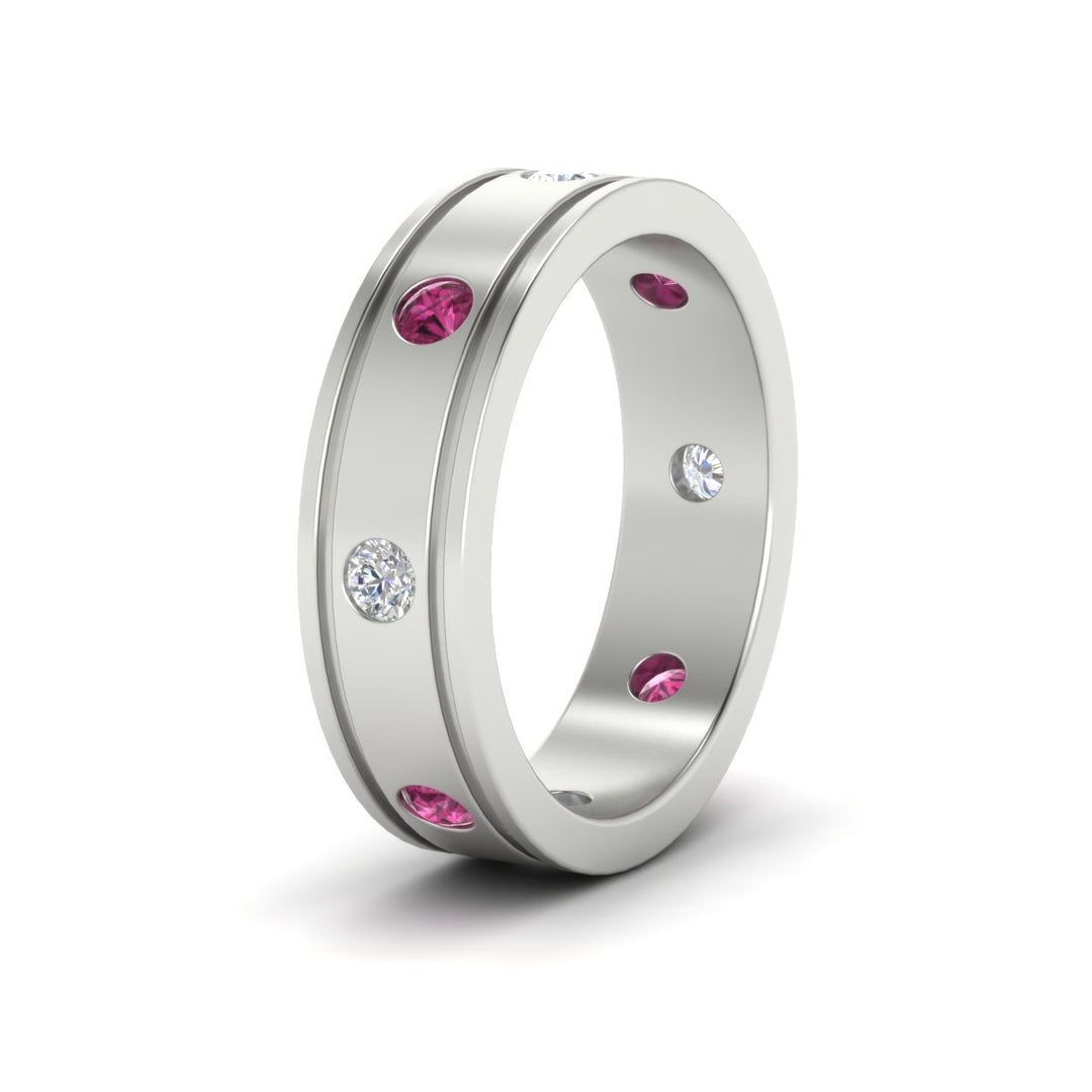 mens-bezel-set-diamond-eternity-engagement-ring-with-pink-sapphire-in-white-gold-fdm10342rogsadrpiangle2-nl-wg