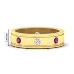 Load image into Gallery viewer, mens-bezel-set-diamond-eternity-engagement-ring-with-pink-sapphire-in-yellow-gold-fdm10342rogsadrpi-nl-yg-hw