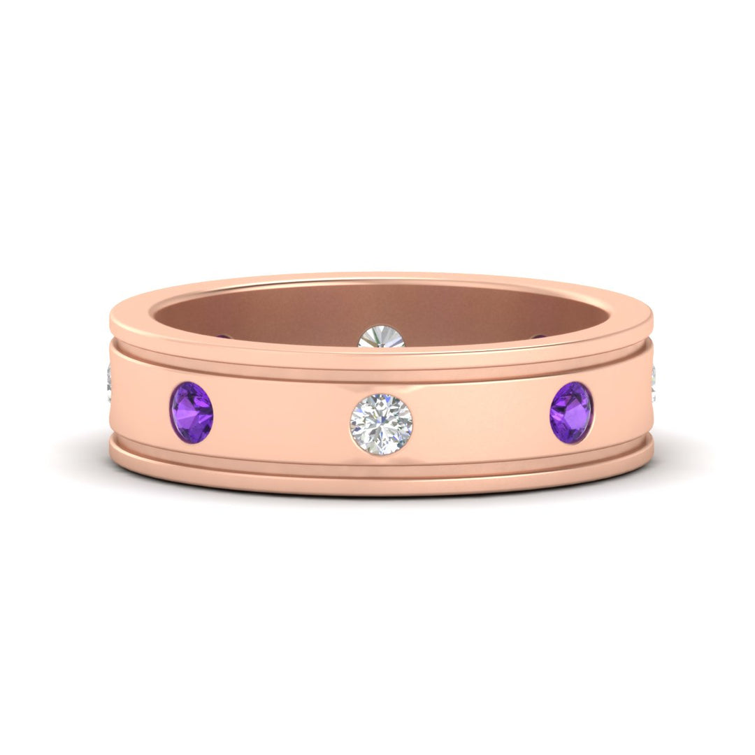 mens-bezel-set-diamond-eternity-engagement-ring-with-purple-amethyst-in-rose-gold-fdm10342rogvito-nl-rg