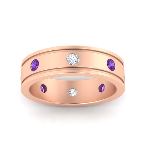 mens-bezel-set-diamond-eternity-engagement-ring-with-purple-amethyst-in-rose-gold-fdm10342rogvitoangle5-nl-rg.jpg