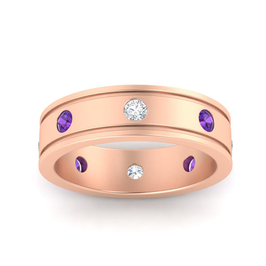 mens-bezel-set-diamond-eternity-engagement-ring-with-purple-amethyst-in-rose-gold-fdm10342rogvitoangle5-nl-rg.jpg