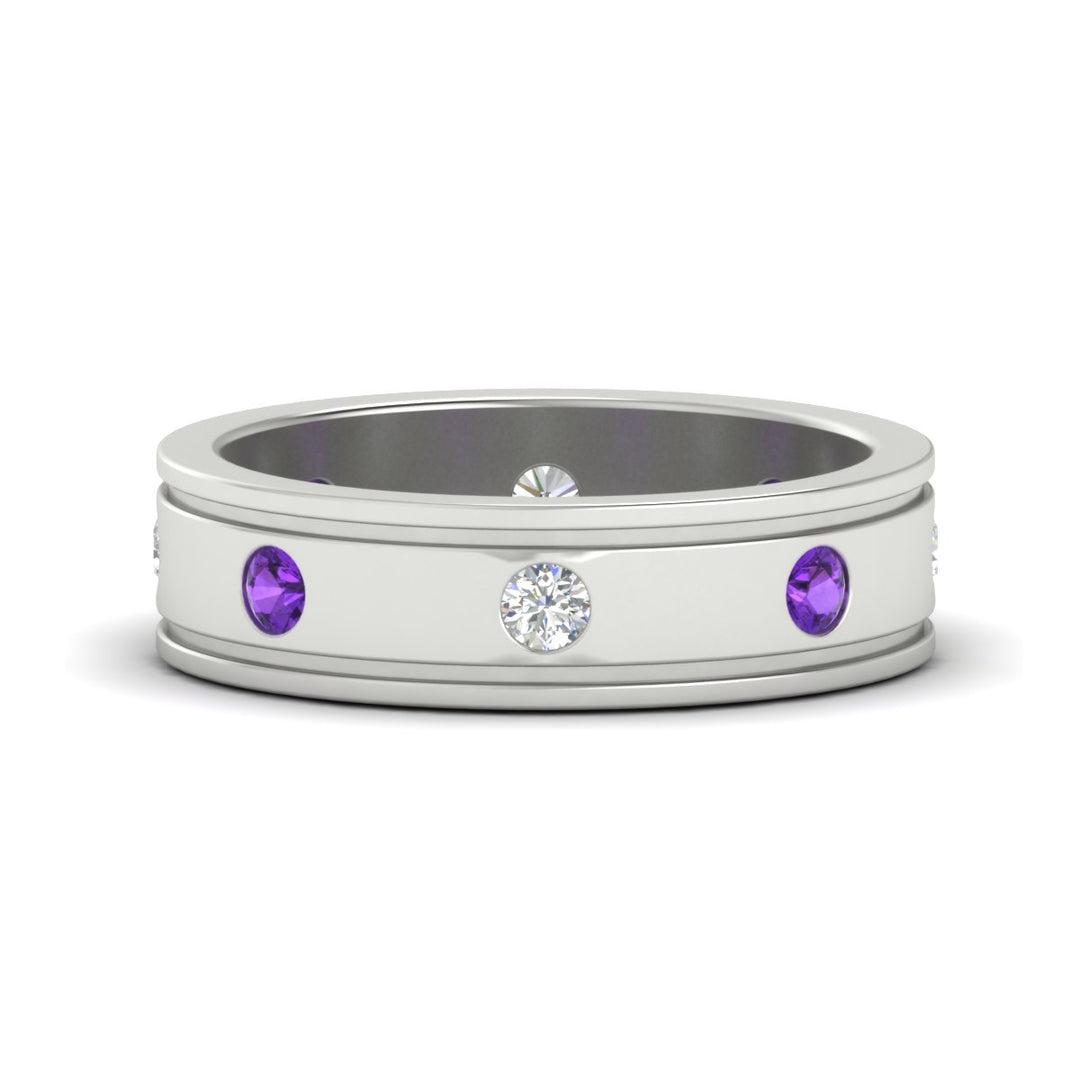 mens-bezel-set-diamond-eternity-engagement-ring-with-purple-amethyst-in-white-gold-fdm10342rogvito-nl-wg
