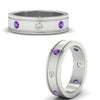 Load image into Gallery viewer, mens-bezel-set-diamond-eternity-engagement-ring-with-purple-amethyst-in-white-gold-fdm10342rogvitoangle3-nl-wg.jpg