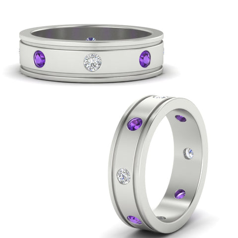 mens-bezel-set-diamond-eternity-engagement-ring-with-purple-amethyst-in-white-gold-fdm10342rogvitoangle3-nl-wg.jpg