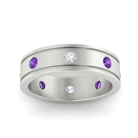 mens-bezel-set-diamond-eternity-engagement-ring-with-purple-amethyst-in-white-gold-fdm10342rogvitoangle5-nl-wg.jpg