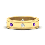 Load image into Gallery viewer, mens-bezel-set-diamond-eternity-engagement-ring-with-purple-amethyst-in-yellow-gold-fdm10342rogvito-nl-yg