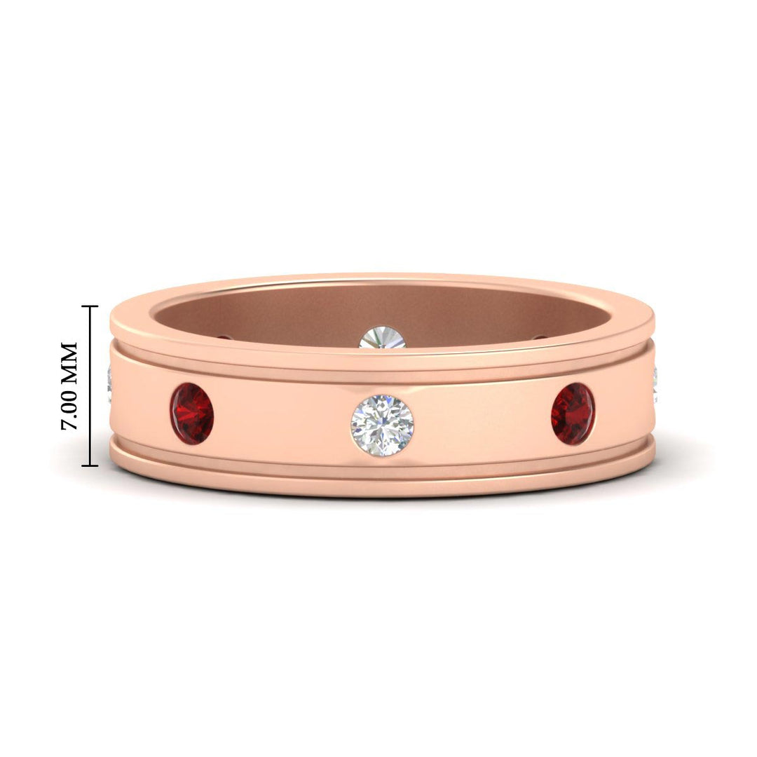 mens-bezel-set-diamond-eternity-engagement-ring-with-ruby-in-rose-gold-fdm10342rogrudr-nl-rg-hw
