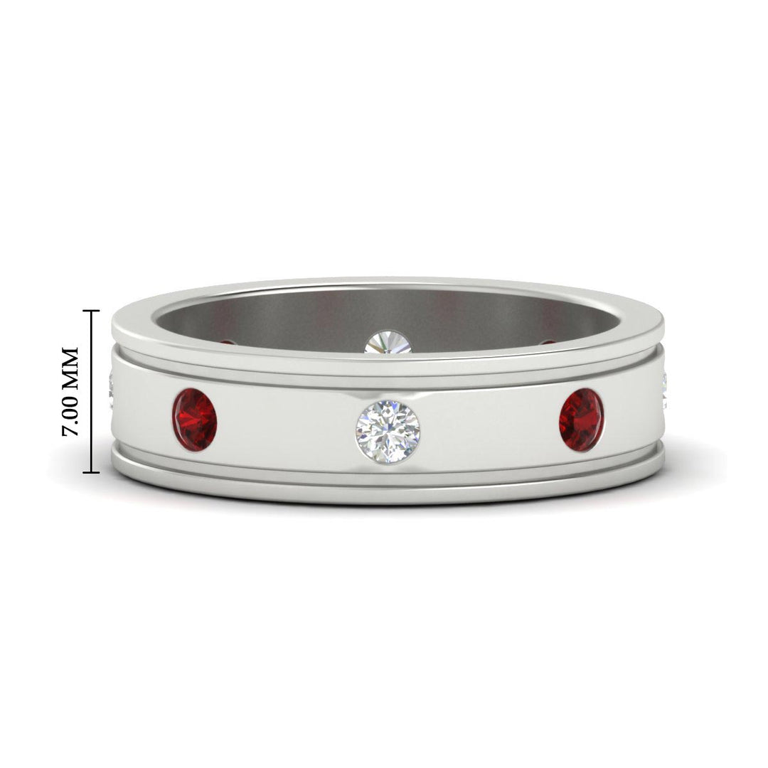 mens-bezel-set-diamond-eternity-engagement-ring-with-ruby-in-white-gold-fdm10342rogrudr-nl-wg-hw