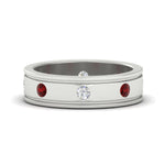 Load image into Gallery viewer, mens-bezel-set-diamond-eternity-engagement-ring-with-ruby-in-white-gold-fdm10342rogrudr-nl-wg