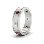 Load image into Gallery viewer, mens-bezel-set-diamond-eternity-engagement-ring-with-ruby-in-white-gold-fdm10342rogrudrangle2-nl-wg