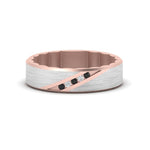 Load image into Gallery viewer, mens-brush-finish-2-tone-black-diamond-wedding-band-in-rose-gold-fd10395bgblackangle5-nl-rg
