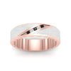 Load image into Gallery viewer, mens-brush-finish-2-tone-black-diamond-wedding-band-in-rose-gold-fd10395bgblackangle5-nl-rg
