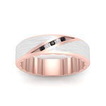 Load image into Gallery viewer, mens-brush-finish-2-tone-black-diamond-wedding-band-in-rose-gold-fd10395bgblackangle5-nl-rg

