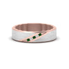 Load image into Gallery viewer, mens-brush-finish-2-tone-emerald-wedding-band-in-rose-gold-FD10395BGEMGR-NL-RG