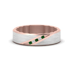 Load image into Gallery viewer, mens-brush-finish-2-tone-emerald-wedding-band-in-rose-gold-FD10395BGEMGR-NL-RG

