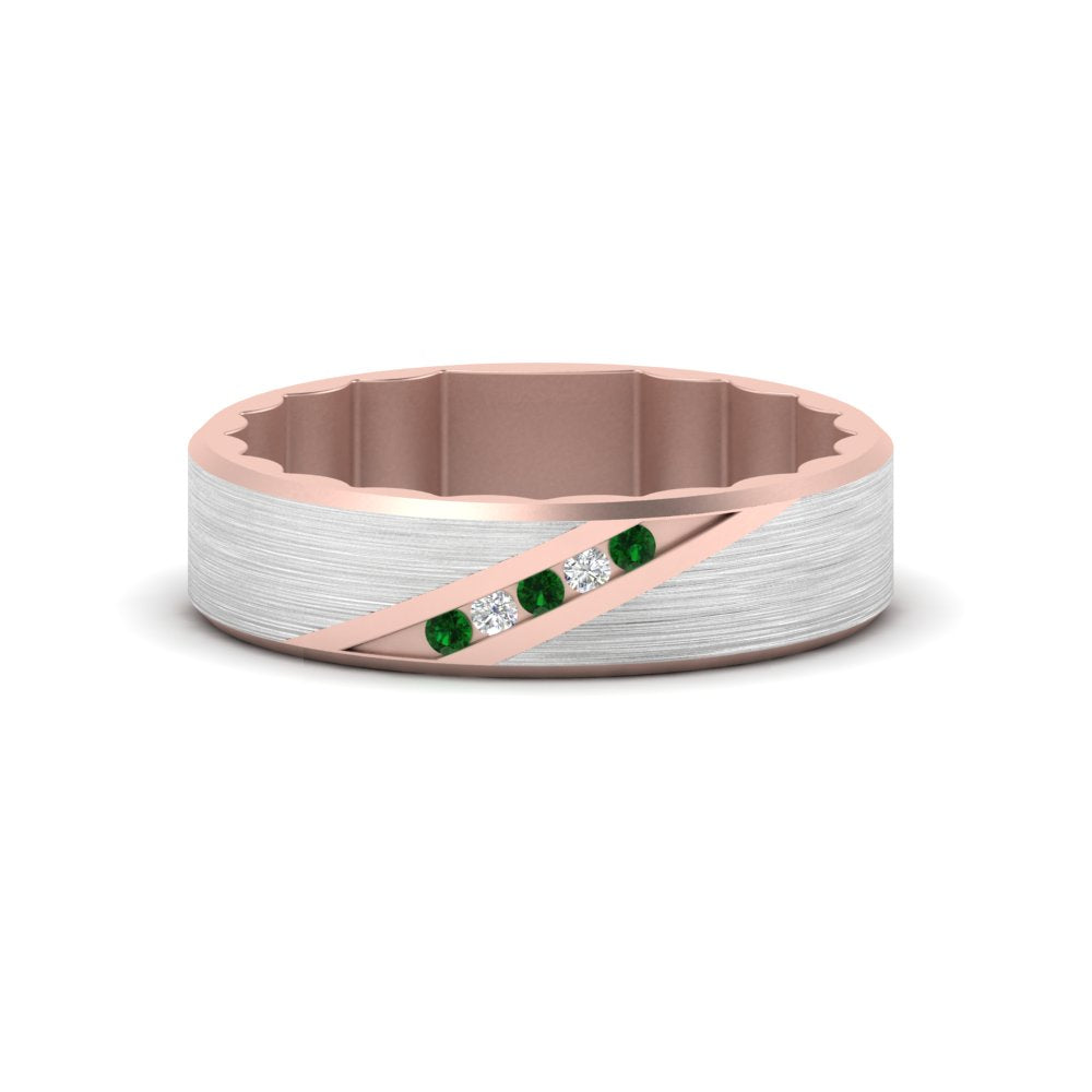 mens-brush-finish-2-tone-emerald-wedding-band-in-rose-gold-FD10395BGEMGR-NL-RG