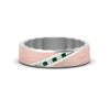 Load image into Gallery viewer, mens-brush-finish-2-tone-emerald-wedding-band-in-white-gold-FD10395BGEMGR-NL-WG