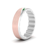 Load image into Gallery viewer, mens-brush-finish-2-tone-emerald-wedding-band-in-white-gold-FD10395BGEMGRANGLE2-NL-WG
