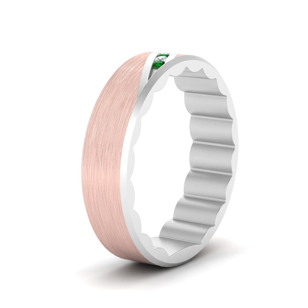 mens-brush-finish-2-tone-emerald-wedding-band-in-white-gold-FD10395BGEMGRANGLE2-NL-WG