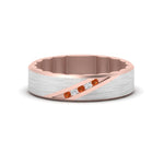 Load image into Gallery viewer, mens-brush-finish-2-tone-orange-sapphire-wedding-band-in-rose-gold-FD10395BGSAOR-NL-RG
