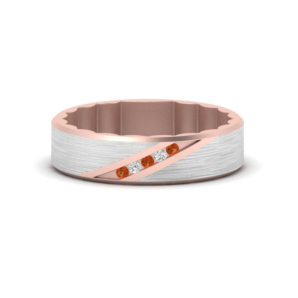 mens-brush-finish-2-tone-orange-sapphire-wedding-band-in-rose-gold-FD10395BGSAOR-NL-RG