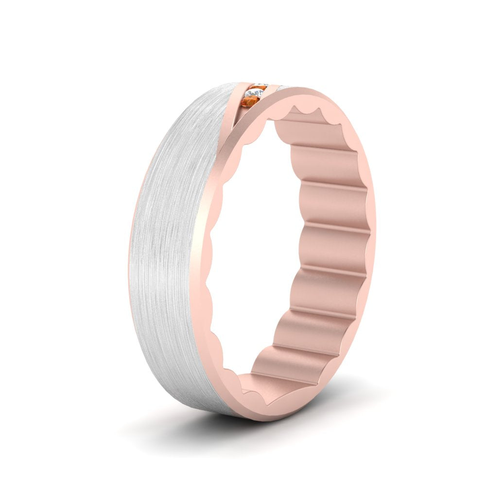 mens-brush-finish-2-tone-orange-sapphire-wedding-band-in-rose-gold-FD10395BGSAORANGLE2-NL-RG