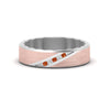 Load image into Gallery viewer, mens-brush-finish-2-tone-orange-sapphire-wedding-band-in-white-gold-FD10395BGSAOR-NL-WG