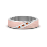 Load image into Gallery viewer, mens-brush-finish-2-tone-orange-sapphire-wedding-band-in-white-gold-FD10395BGSAOR-NL-WG
