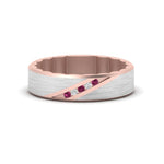 Load image into Gallery viewer, mens-brush-finish-2-tone-pink-sapphire-wedding-band-in-rose-gold-FD10395BGSADRPI-NL-RG
