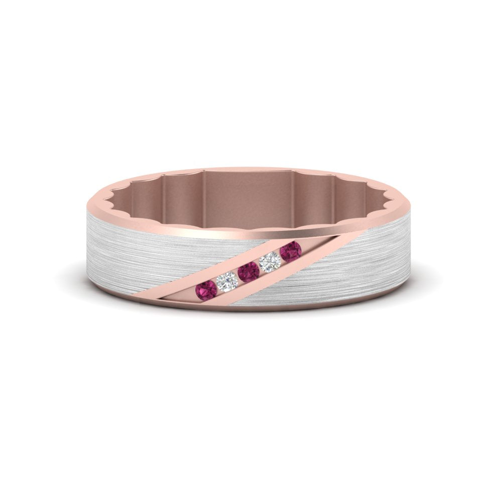 mens-brush-finish-2-tone-pink-sapphire-wedding-band-in-rose-gold-FD10395BGSADRPI-NL-RG